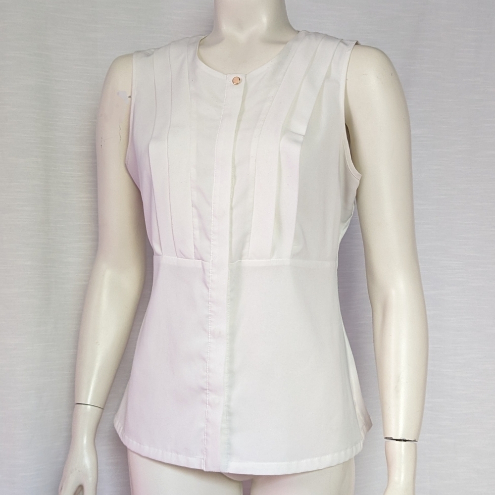 Calvin Klein Ivory‎ Pleated Satin Tank Top
